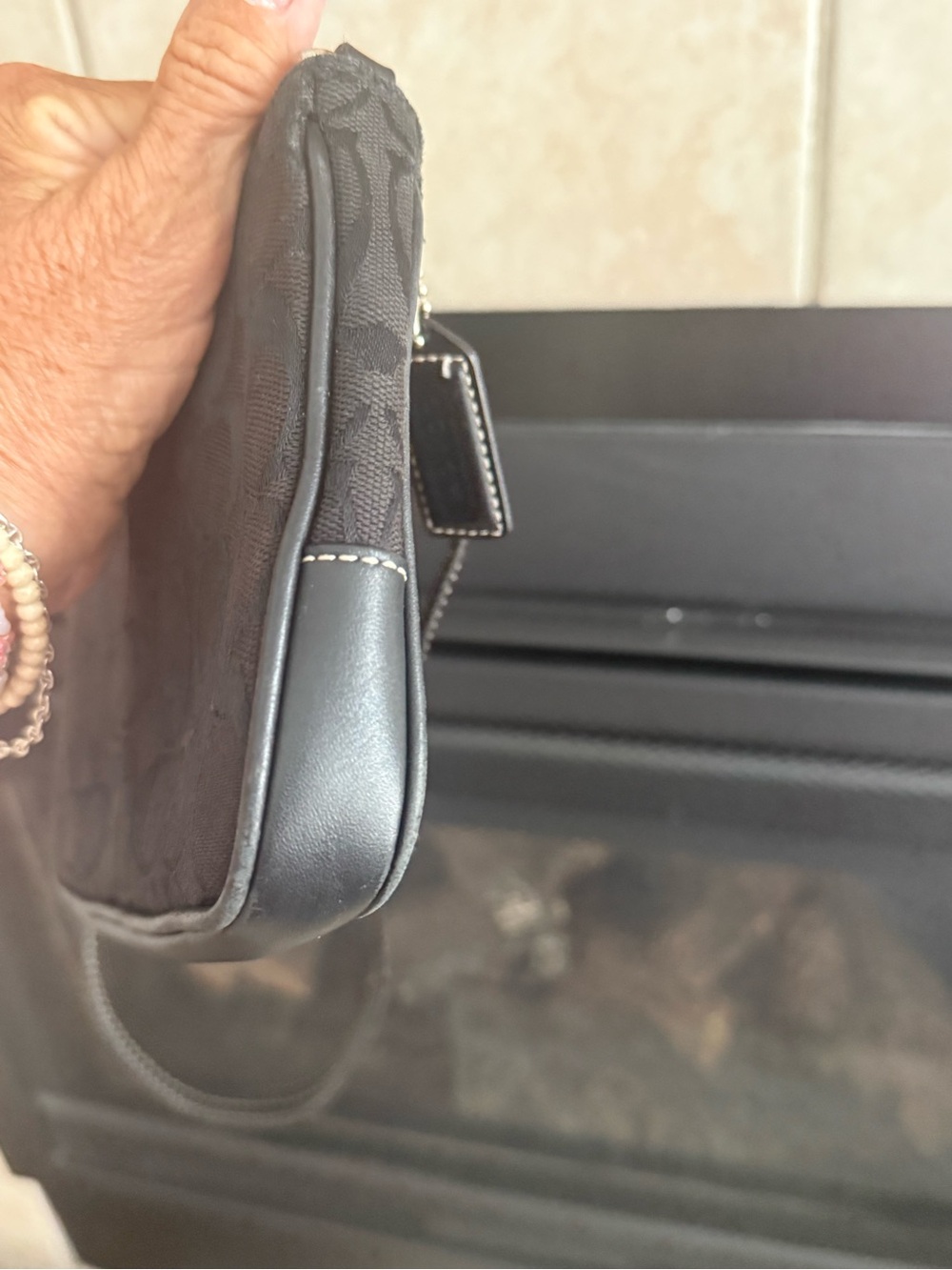 Coach Black Signature Canvas Wristlet - Picture 10 of 13
